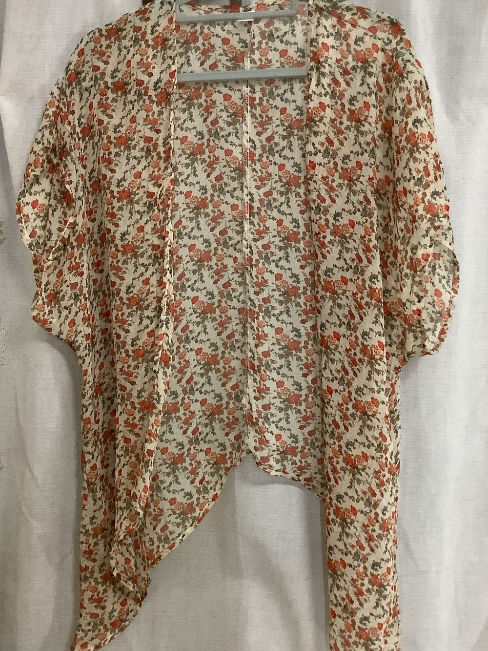 Sheer Chiffon Floral Boho Open Front Kimono Cardigan